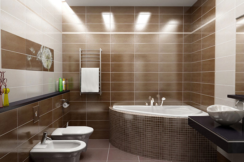 Salle de bain marron dans un style moderne - Design d'intérieur