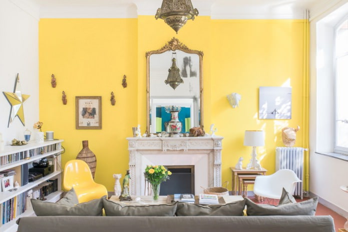 salon blanc et jaune