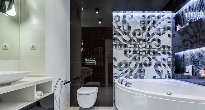 Conception de salle de bain d'angle dans un style moderne