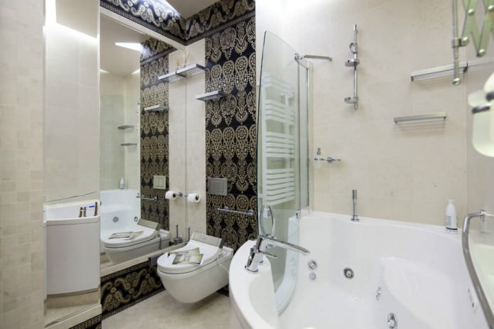 Conception de salle de bain d'angle dans un style moderne