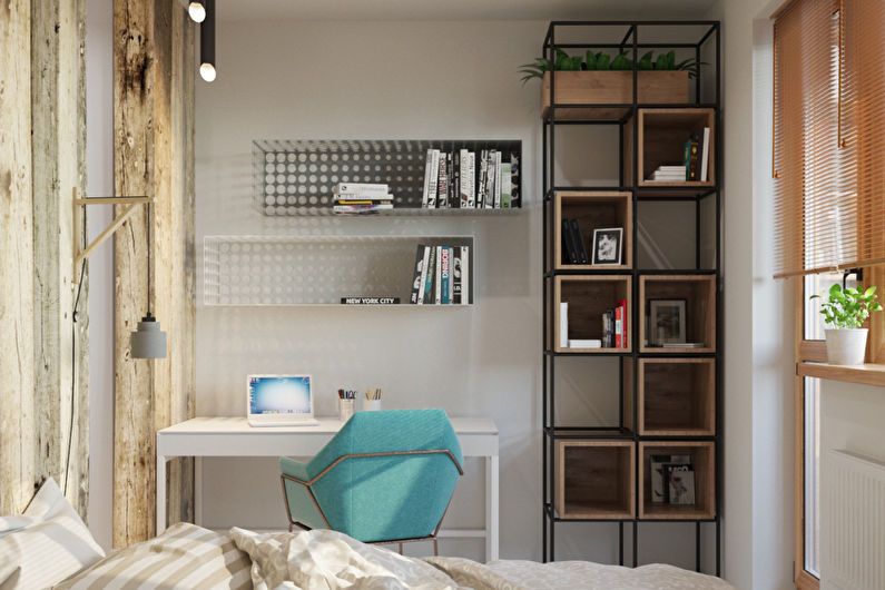 Conception d'un appartement d'une pièce dans le style du minimalisme
