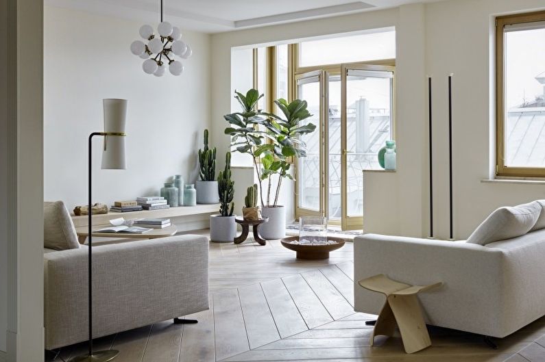 Conception de salon dans le style du minimalisme - Finition du sol