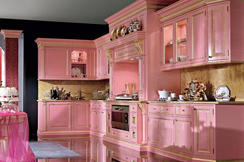 Cuisine rose de style provençal - Design d'intérieur