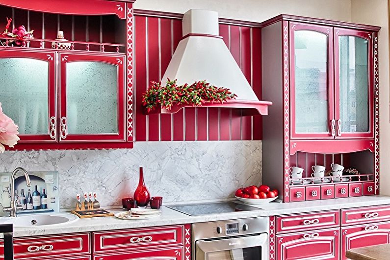 Cuisine rose de style rétro - Design d'intérieur
