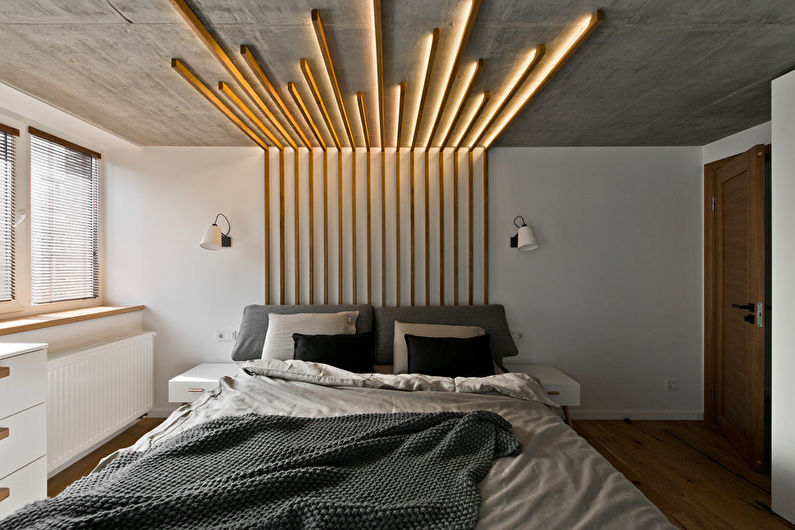 Chambre de style loft gris - Design d'intérieur