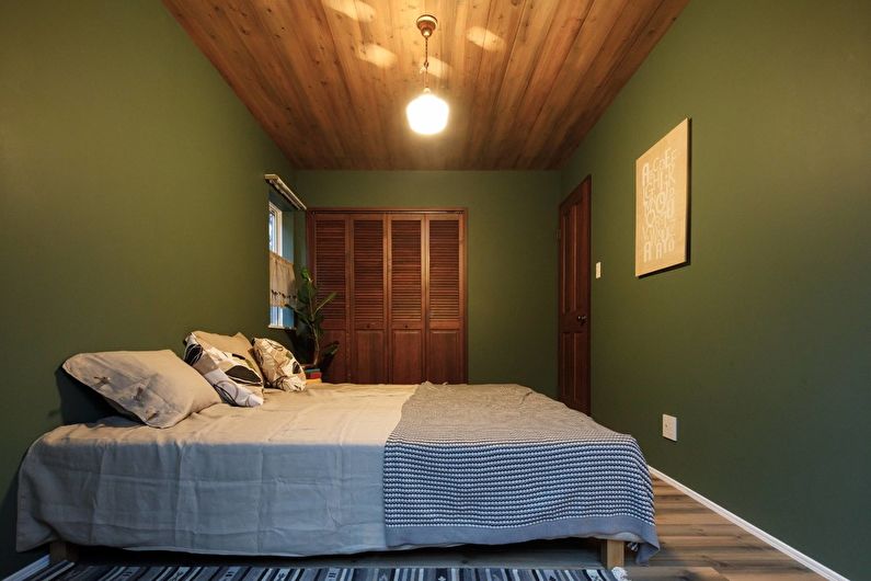 Chambre de style loft vert - Design d'intérieur