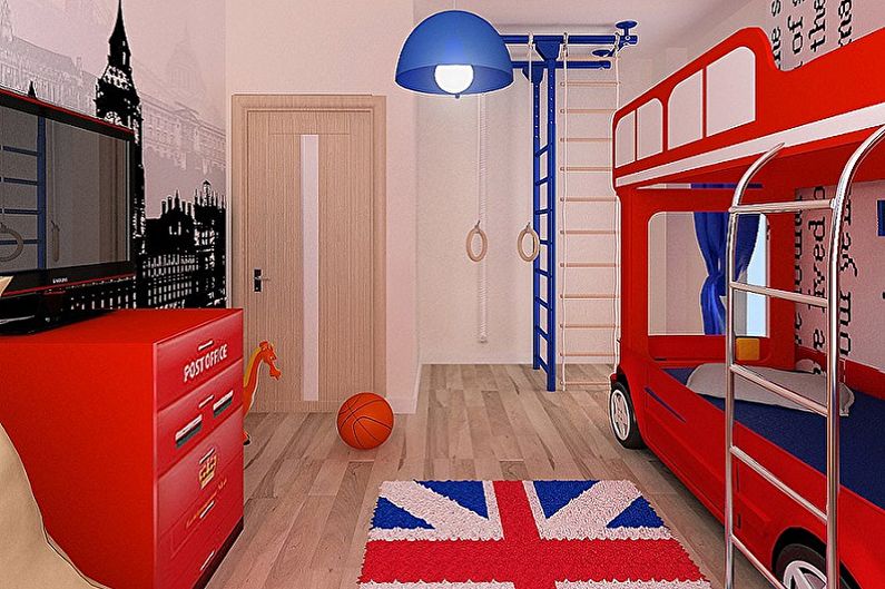 Chambre d'enfants pour deux garçons dans le style anglais - Design d'intérieur