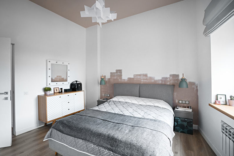 Chambre à coucher scandinave grise - Design d'intérieur