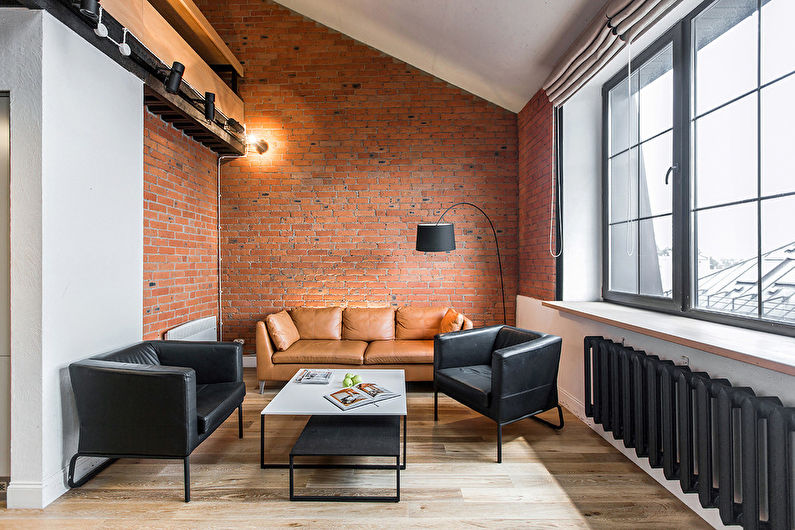 Salon de style loft beige - Design d'intérieur