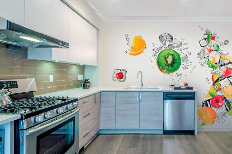 Photo murales dans la cuisine dans un style moderne
