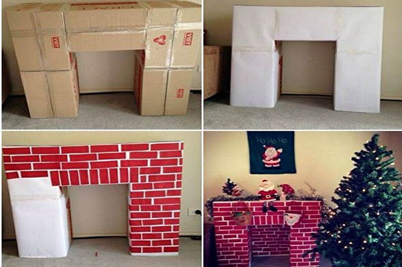 Faire un cadre d'une fausse cheminée de vos propres mains - À partir de boîtes en carton