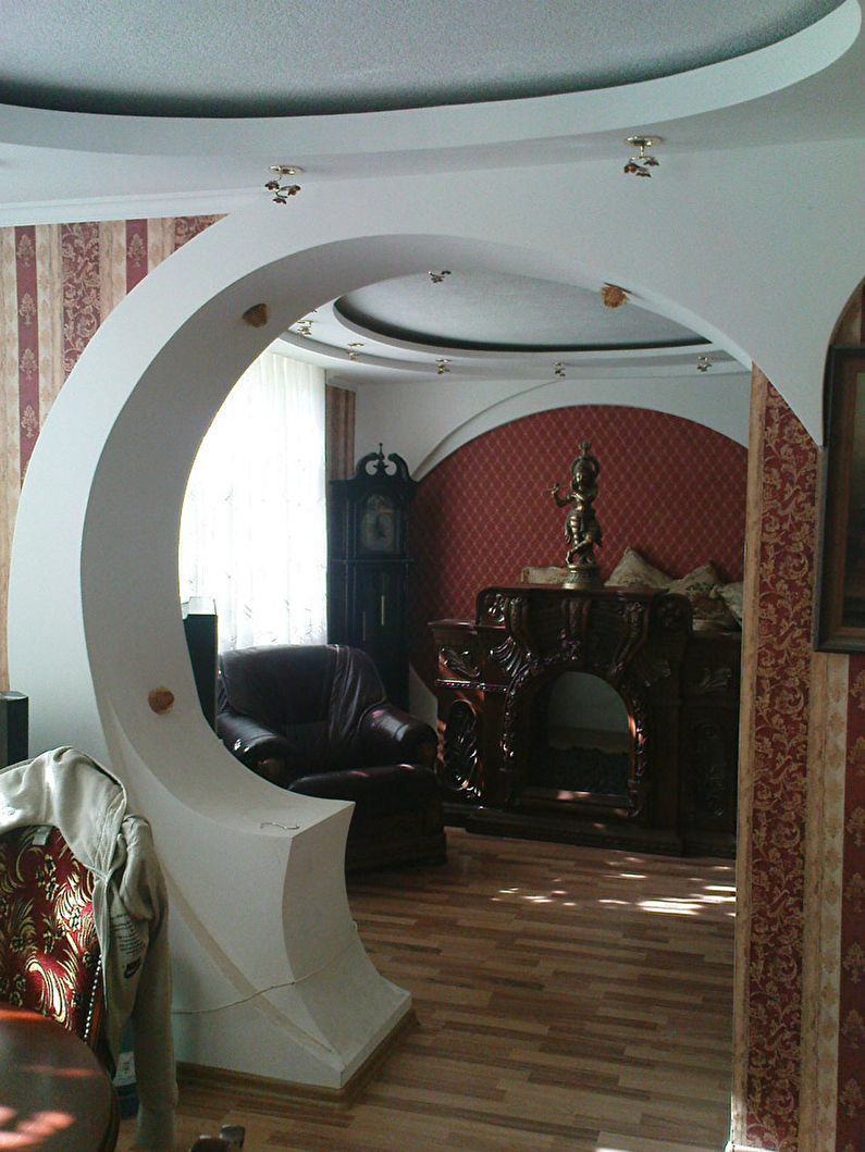 Arches rondes en plaques de plâtre - design, photo à l'intérieur