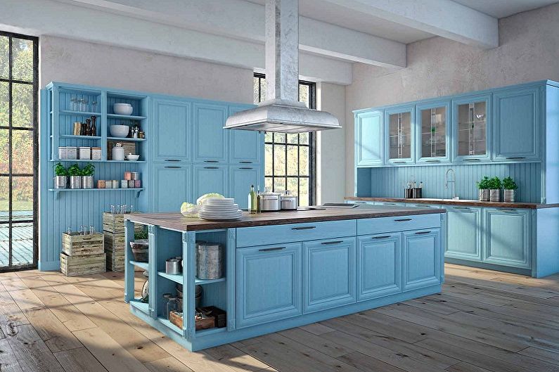 Cuisine bleue de style provençal - Design d'intérieur