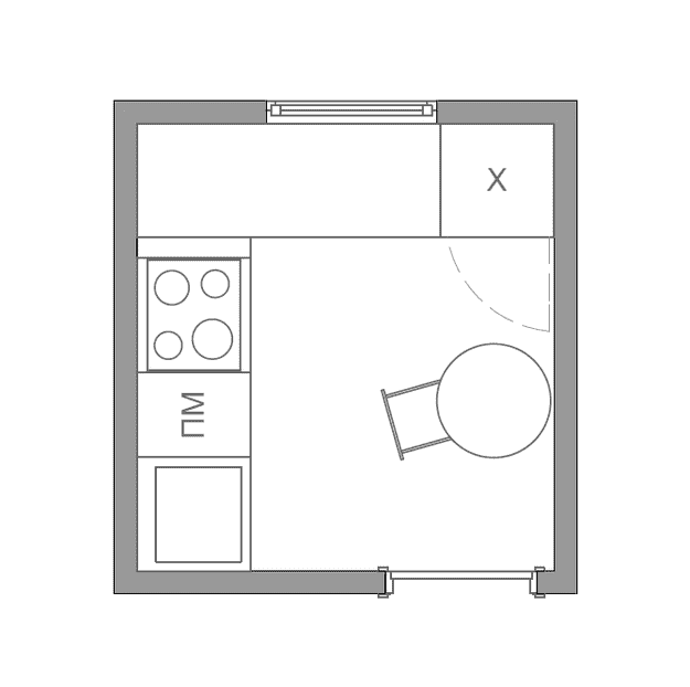 aménagement de la cuisine d'une superficie de 5 m²