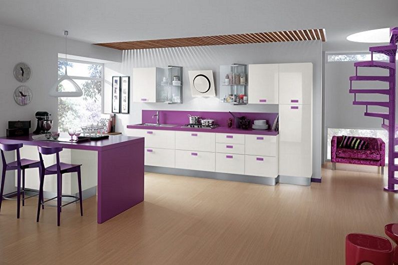 Cuisine de style scandinave violet - Design d'intérieur