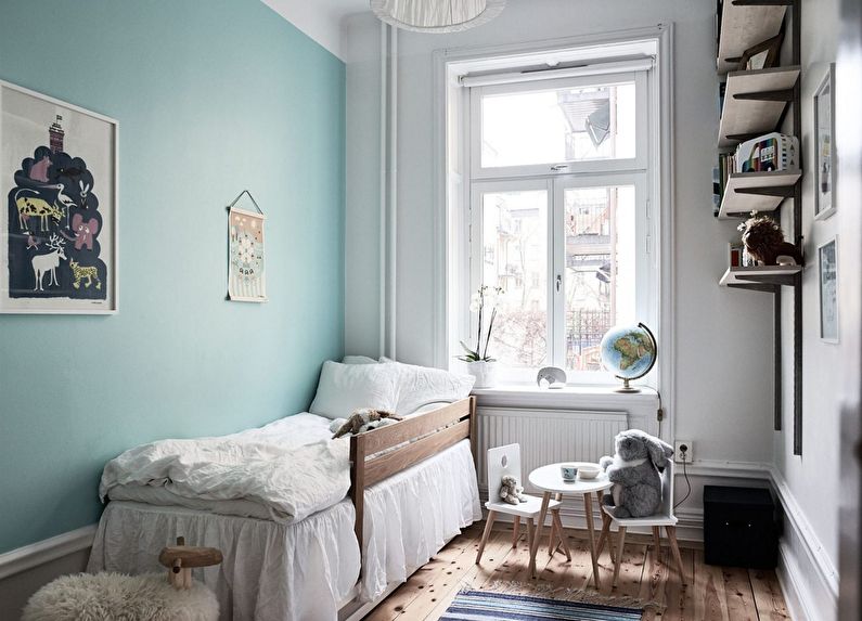 Conception d'une petite chambre d'enfant dans un style scandinave