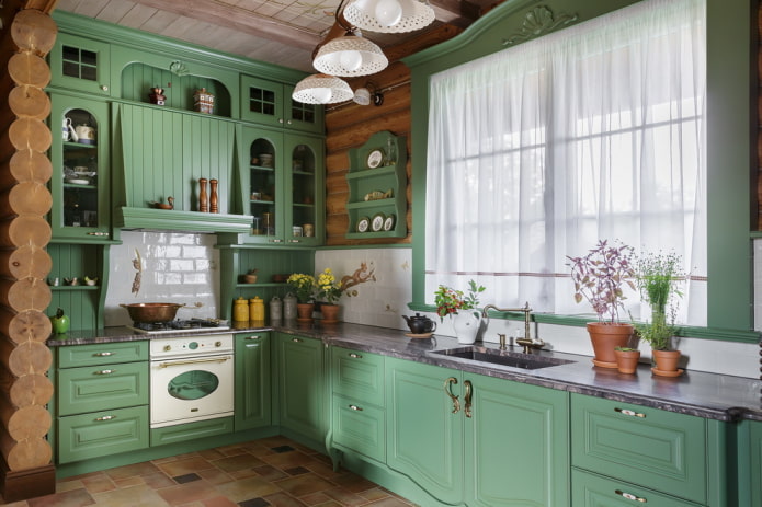 intérieur de cuisine dans un style campagnard rustique