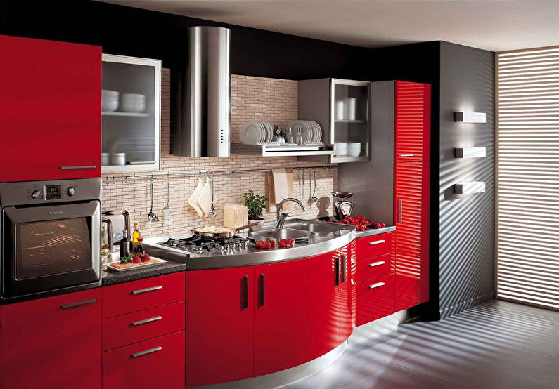 Cuisine rouge moderne - design d'intérieur