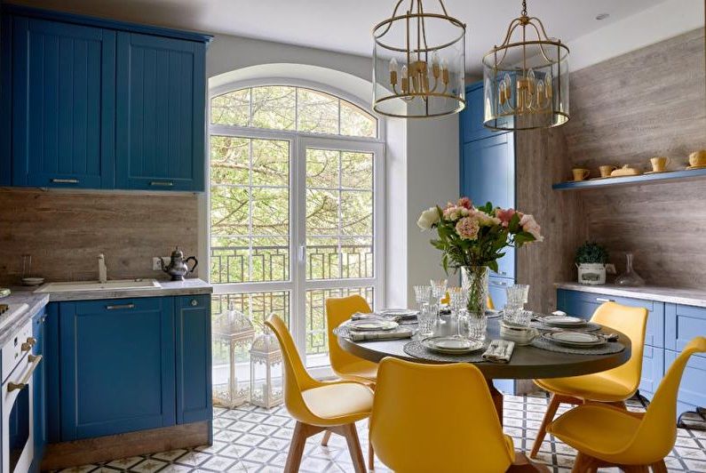 Cuisine bleue classique - Design d'intérieur