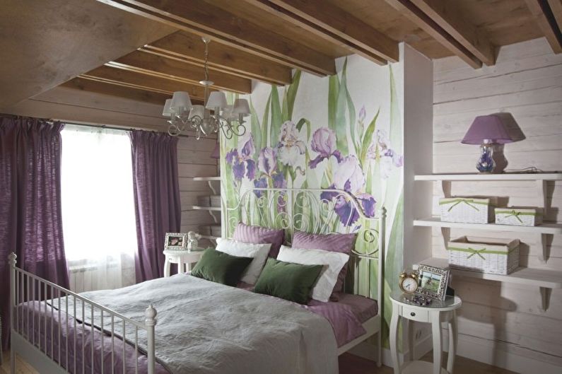 Chambre à coucher dans un style campagnard - Photo de design d'intérieur