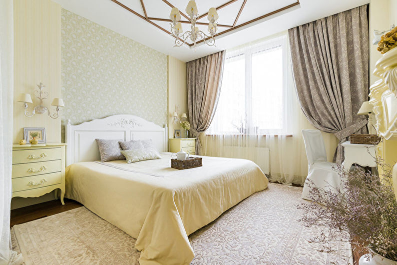 Chambre à coucher dans un style campagnard - Photo de design d'intérieur