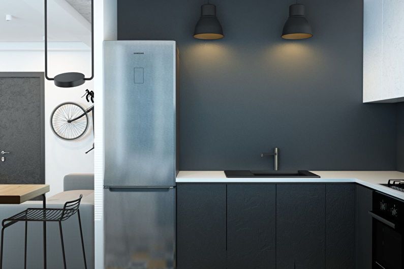 Conception de cuisine 6 m²  dans le style du minimalisme