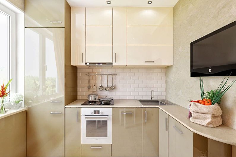 Cuisine beige 6 m²  - Design d'intérieur