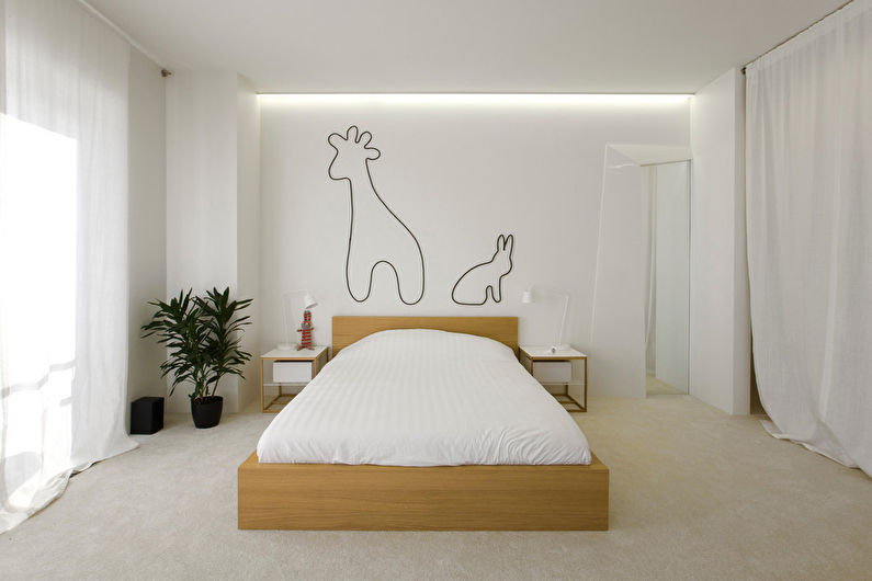 Chambre blanche dans le style du minimalisme - Design d'intérieur