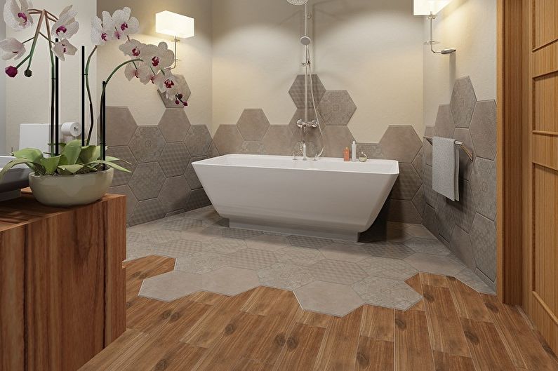 Conception de salle de bain 6 m²  - Finition du sol