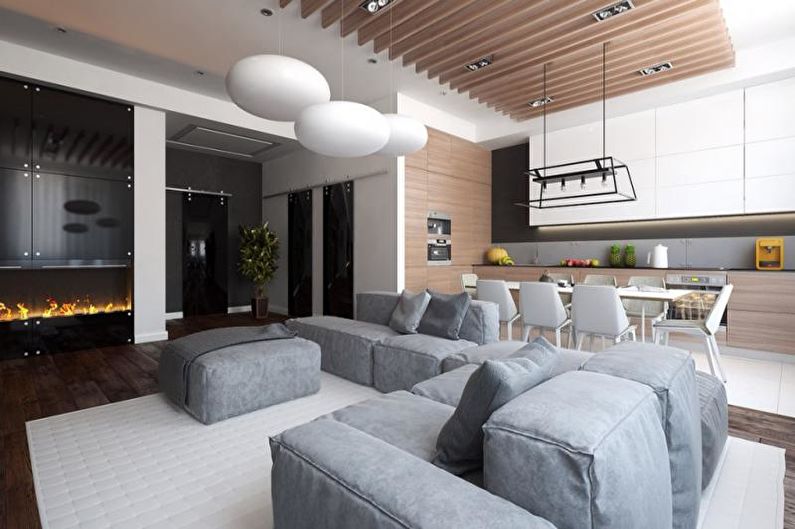 Salon - Conception d'un appartement dans un style moderne