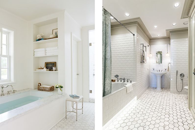 Salle de bain blanche de style classique - Design d'intérieur