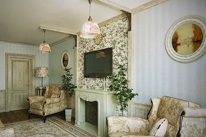 Salon vert de style provençal - Décoration d'intérieur