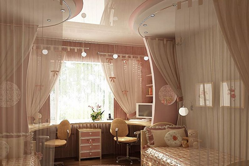 Conception de chambre d'enfant pour deux filles - Décoration de plafond