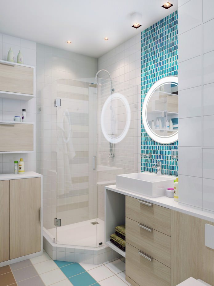 salle de bain avec douche dans un appartement design 37 m².  m.