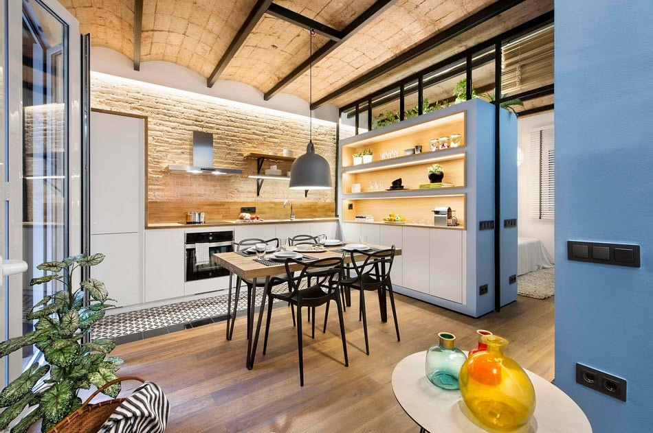 Conception de cuisine originale dans le style loft