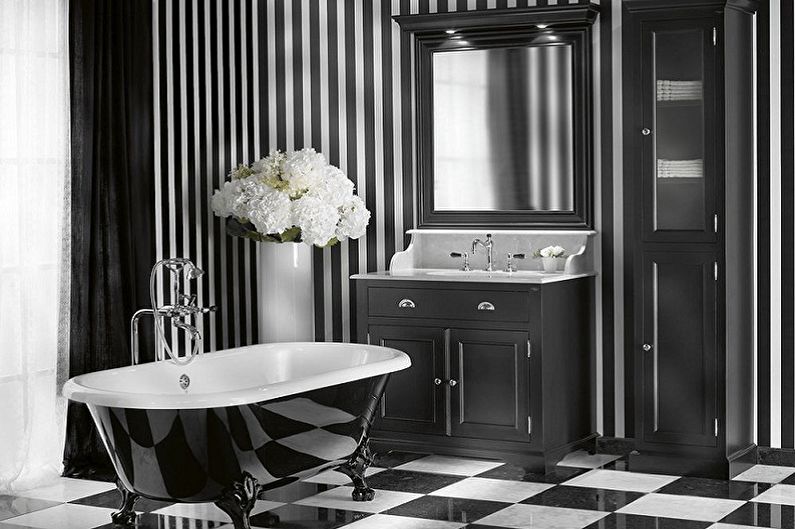 Salle de bain noire classique - Design d'intérieur