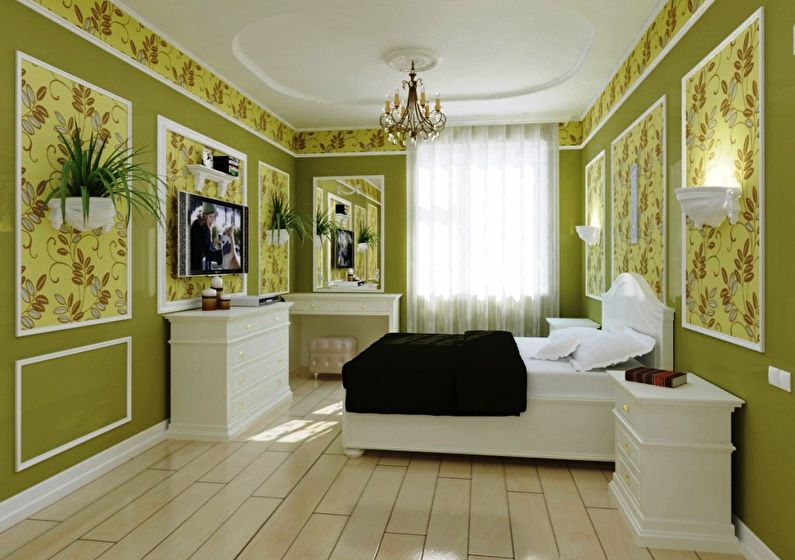 La combinaison de papier peint dans la chambre - Panneaux muraux et niches