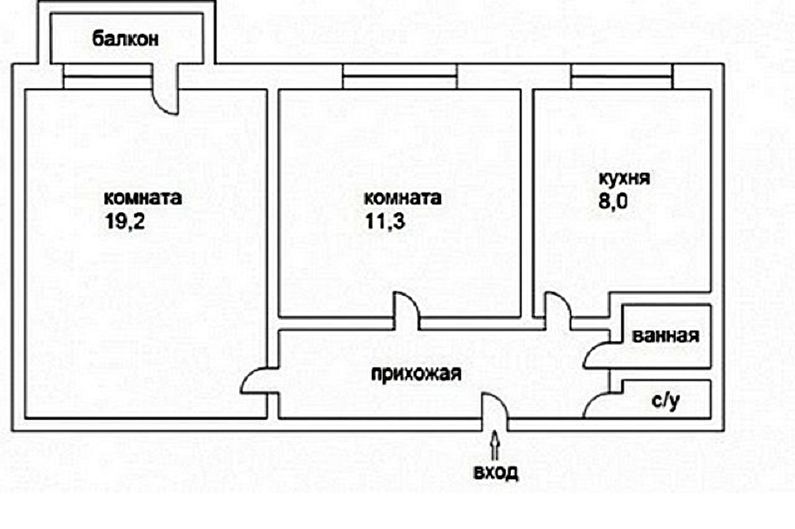Réaménagement d'un appartement de deux pièces à Khrouchtchev - Projet 1