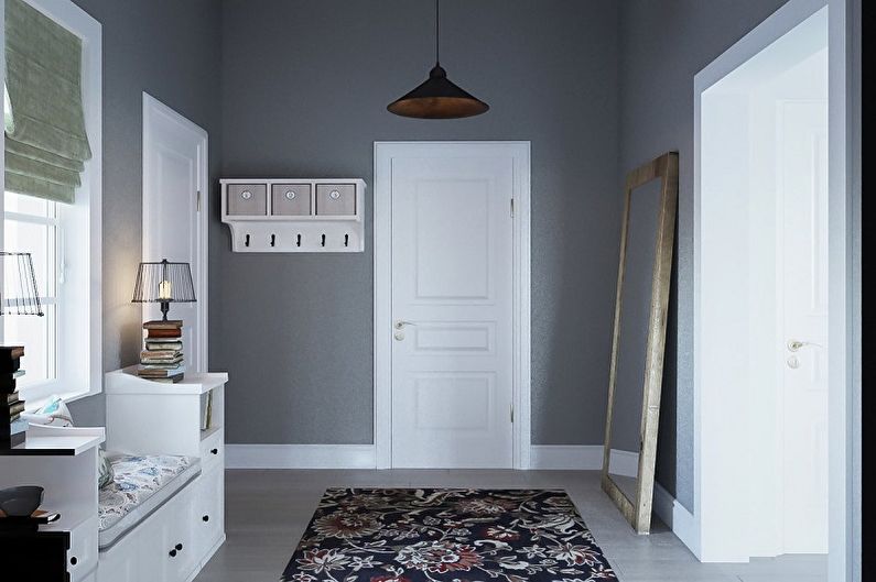 Couloir gris de style scandinave - Design d'intérieur