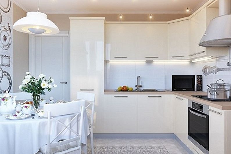 Cuisine blanche 15 m²  - Design d'intérieur