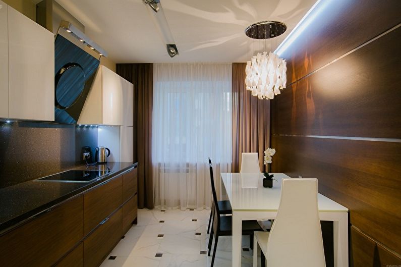 Cuisine marron 15 m²  - Design d'intérieur