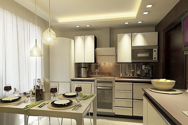 Conception de cuisine 15 m²  - Décoration de plafond