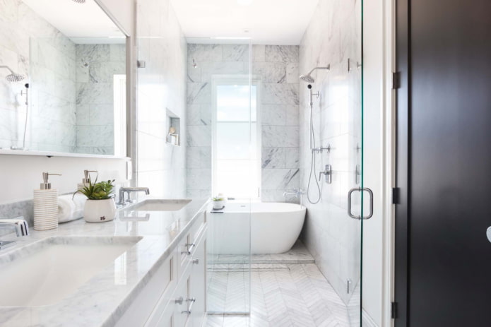 salle de bain en carreaux de marbre