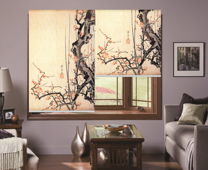 rideaux à motifs sakura