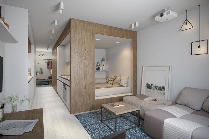 Conception d'un appartement d'une pièce de 30 m².  - Aménagement et zonage