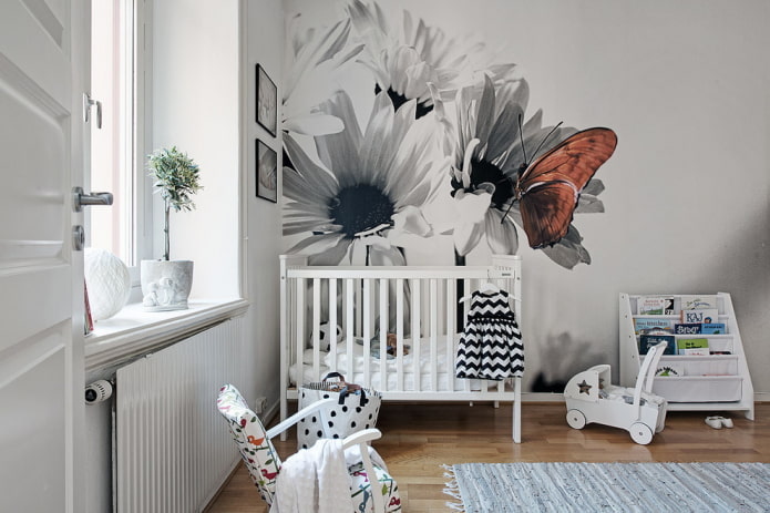 décoration d'une chambre d'enfant dans un style nordique