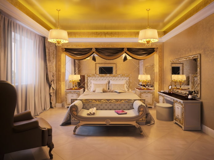 plafond doré à l'intérieur de la chambre