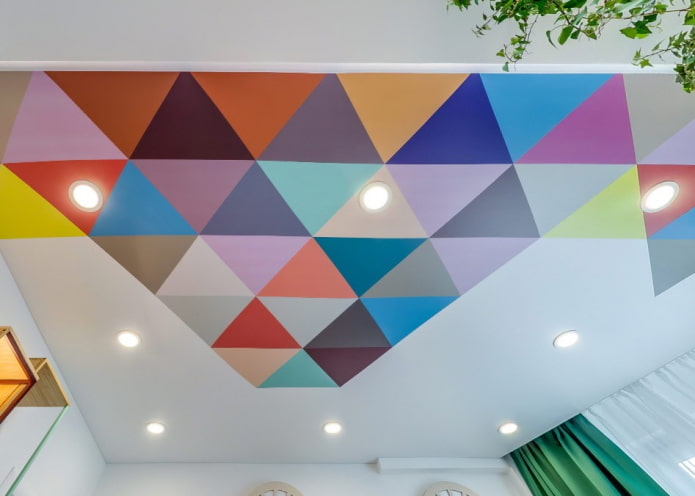 plafond à motifs géométriques