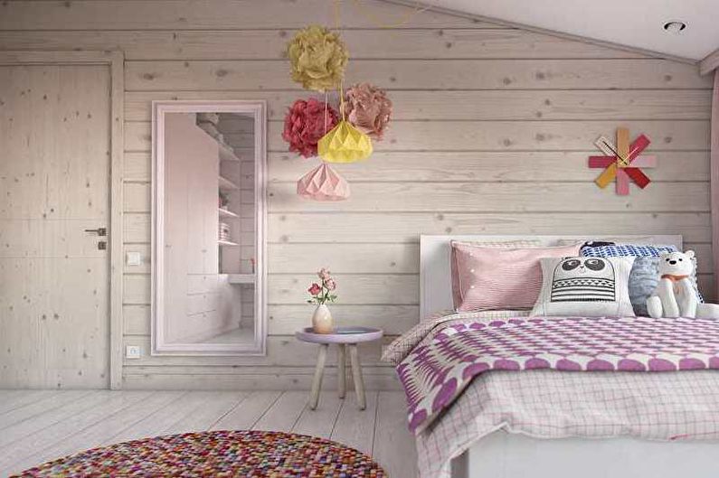 Pépinière rose dans le style du minimalisme - Design d'intérieur