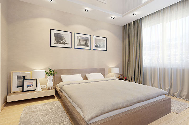 Chambre à coucher minimaliste beige - Design d'intérieur